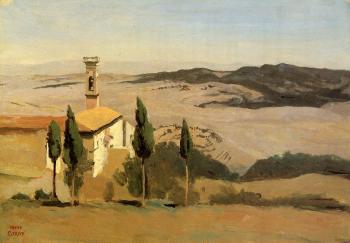 Jean-Baptiste-Camille Corot : Volterra, Church and Bell Tower